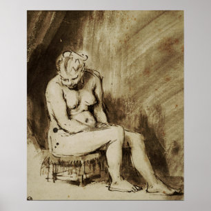 Poster Rembrandt - Mulher Sentada Em Stool