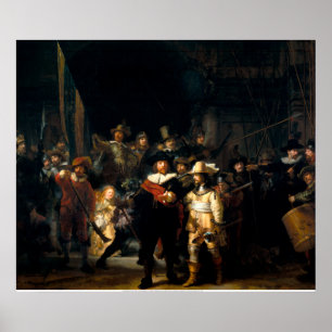 Pôster Rembrandt o relógio de noite