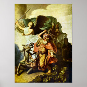Pôster Rembrandt - profeta Balaam e o asno