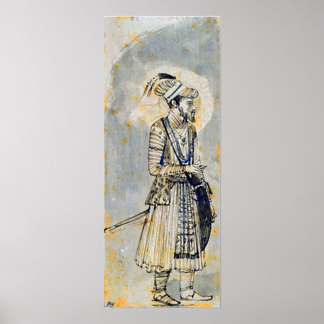 Poster Rembrandt - Retrato De Aurangzeb 1655 (Frente)