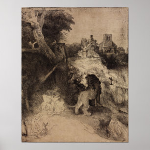 Poster Rembrandt - Santo Jerome Na Paisagem Italiana
