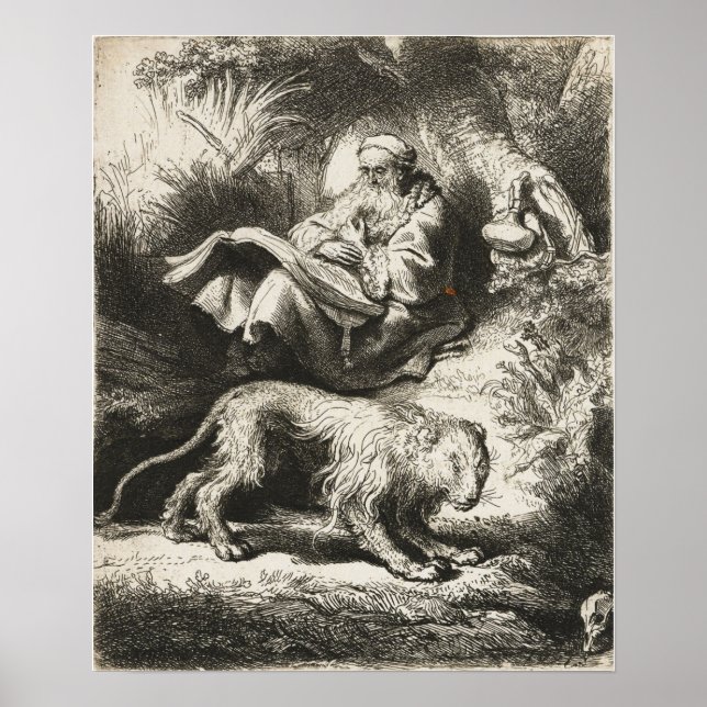 Poster Rembrandt - São Jerônimo Lendo 1634 (Frente)