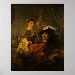 Poster Rembrandt - Saskia e Artista em Cena Prodígio