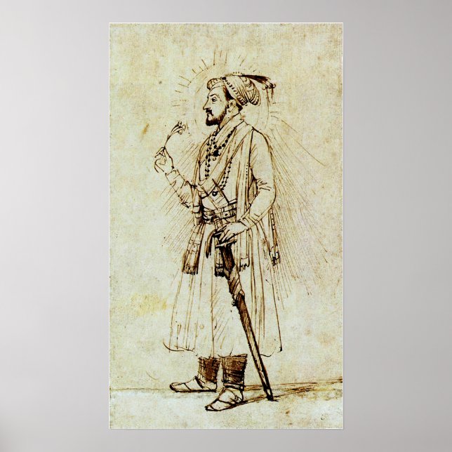 Poster Rembrandt - Shah Jahan Com Uma Flor & Espada (Frente)