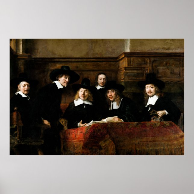 Poster Rembrandt: Sindicatos da Guilda das Drapers (Frente)