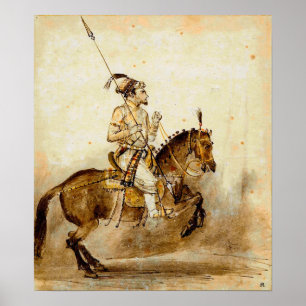 Poster Rembrandt - Um Nobleman Mughal Em Horseback 1656