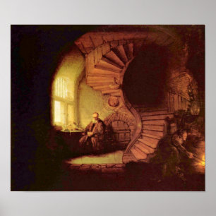 Poster Rembrandt Van Rijn - filósofo na meditação
