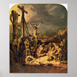 Poster Rembrandt Van Rijn - o levantamento da cruz
