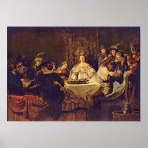 Poster Rembrandt Van Rijn - Samson na mesa do casamento