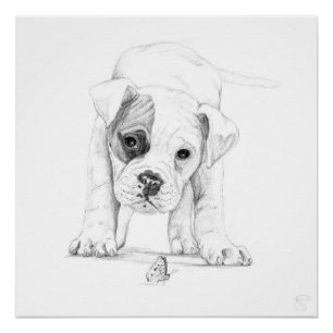Pôster Remende uma arte do desenho do filhote de cachorro