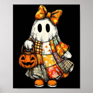 Poster Remendo de Fantasma de Boo de Halloween Costureira