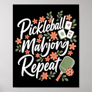 Poster Remo Floral de Flor Repetida de Mahjong de Pickleb