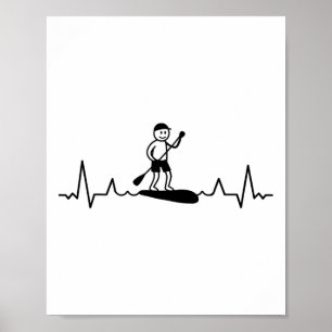 Poster Remo Sup Surf Paddle Surf Coração Supboar