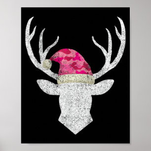 Poster Rena Camuflada de Veado com Chapéu de Papai Noel d