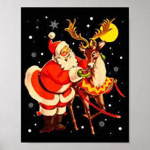 Poster Rena de Papai Noel Retro Anos 50 Vintage Natal Mul