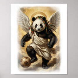 Poster Renaissance Style Panda Player Soccer on a 