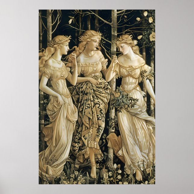 Poster Renaissance Three Graces Art Print Mythical Forest (Frente)