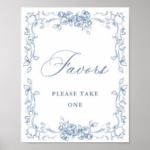 Poster Renascance Ornamentado Dusty Blue Favorece Casamen