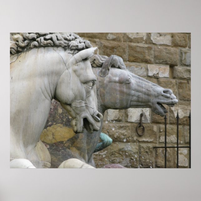 Pôster Renascença Estátua Equestre de Cavalos (Frente)