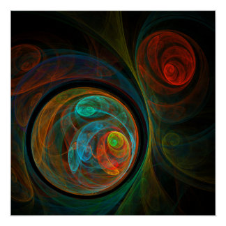 Pôster Renascimento de Abstrato de Arte Azul