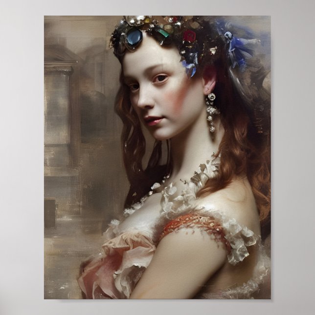 Poster Renascimento Princesa AI gerou arte de fantasia (Frente)