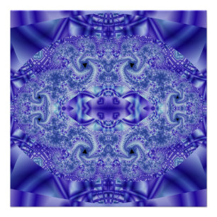 Pôster Renda Arte Fractal Roxa e Branca