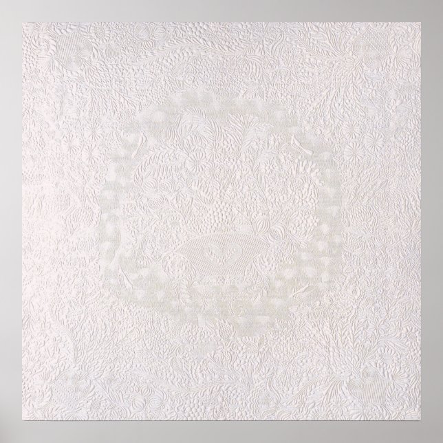 Poster Renda Decorativa Rosa Sobre Branco (Frente)