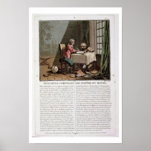 Pôster Rene Descartes (1596-1650) escrevendo seu syste do