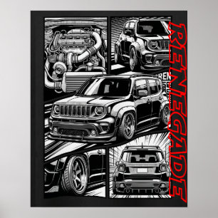 Poster Renegade Widebody Turbo de Corpo Rebaixado Gráfico
