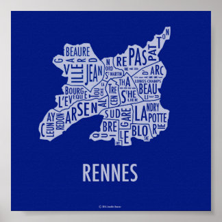 Pôster Rennes France Map