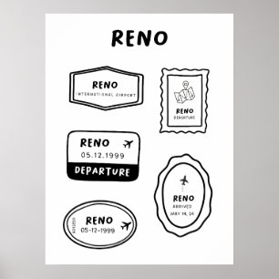 Poster Reno - Coleção de Carimbo Viagem Design de Vinta