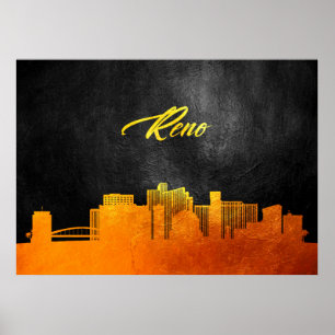 Poster Reno Nevada Dourado Skyline