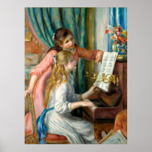 Poster Renoir Girls na arte impressionista do Piano