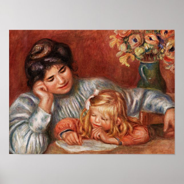 Poster Renoir - Lição Escrevendo, pintura famosa (Frente)