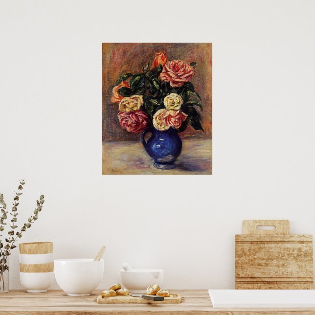 Poster Renoir - Rosas em um Vaso Azul (Cozinha)