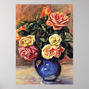 Pôster Renoir - Rosas num Vaso Azul