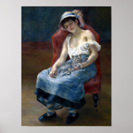 Poster Renoir Sleeping Girl Com Cat Classic Art