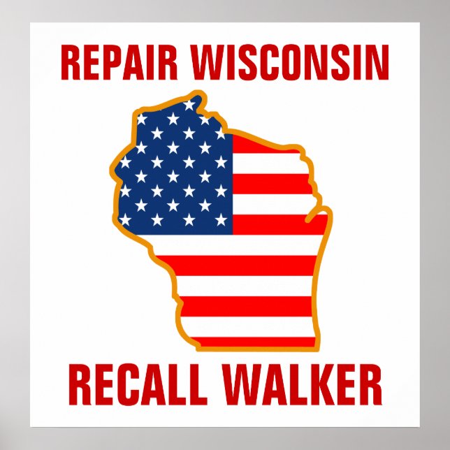 Pôster Reparar Wisconsin, Recall Walker (Frente)