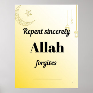 Poster Repent sincerely. An islamic wall art .
