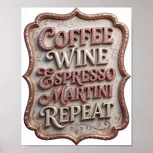 Poster Repetição de Martini de ESPRESSO de VINHO de CAFÉ