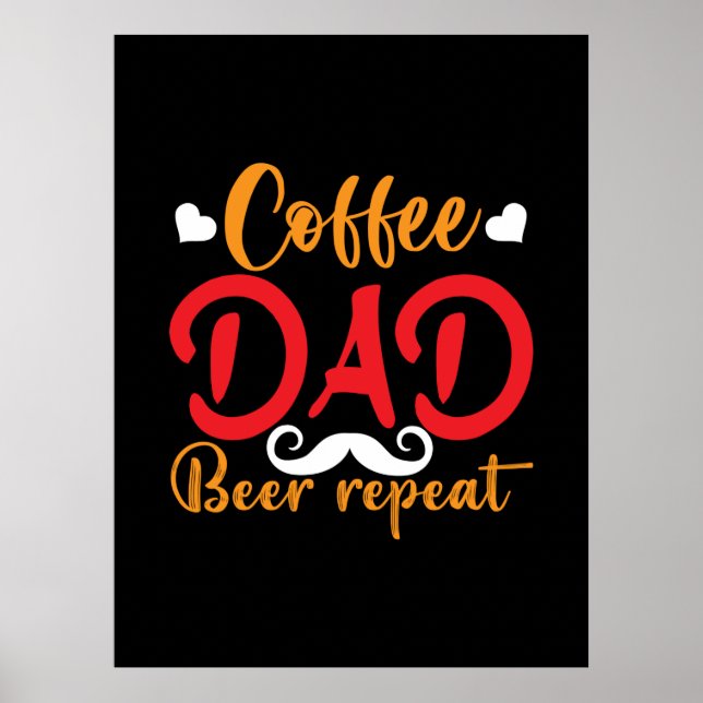 Poster Repetição de Pai de café com presente de pai (Frente)