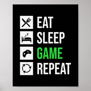 Poster Repetição do Jogo de Sono de Arte Jogadora