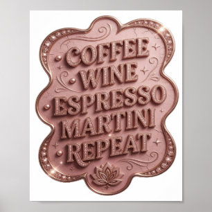 Poster Repetindo MARTINI DE ESPRESSO VINHO CAFÉ Dourado M
