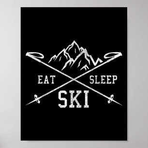 Poster Repetir Esqui De Dormir - Montanhas De Esqui Winte