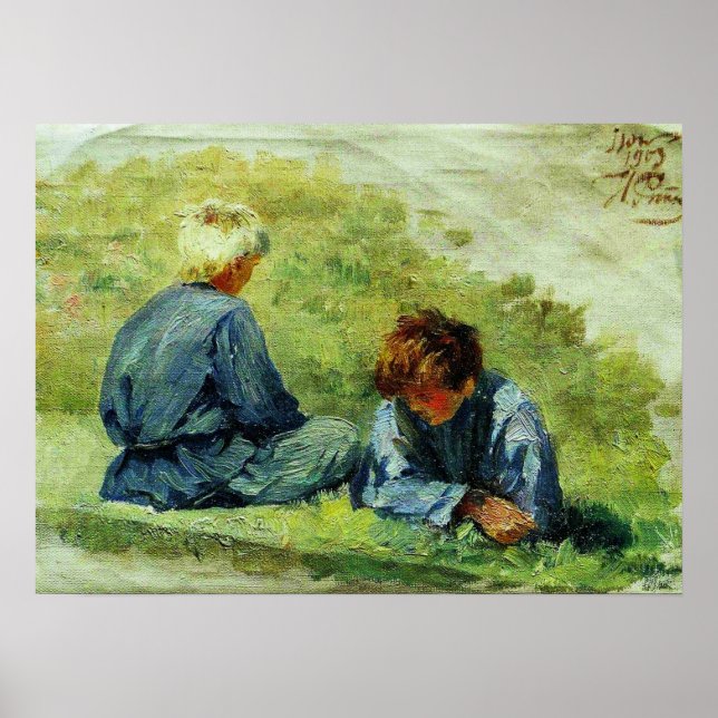 Poster Repin - Rapazes na Grama 1903 (Frente)