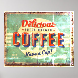 Poster Réplica Antiga de Café Fresco e Delicioso