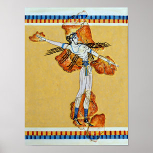 Pôster réplica antiga grega da arte do fresco da pintura