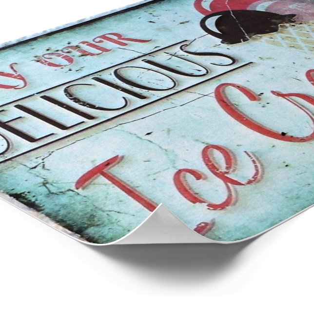 Poster Réplica de Ângulo de Sinal de sorvete (Borda)