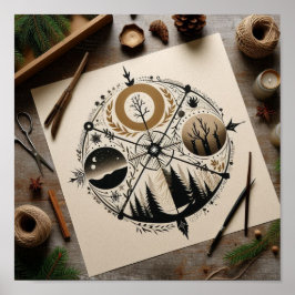 Poster Representação minimalista das quatro estações