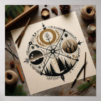 Poster Representação minimalista das quatro estações